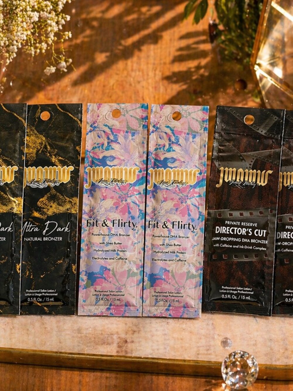 2x Director's Cut 2x Fit & Flity 2x Ultra Dark JWOWW Tanning Lotions Packets NEW